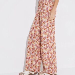Women's L: Mid-Rise Printed Corduroy Five Pocket Pants Wild Fable Cream Floral